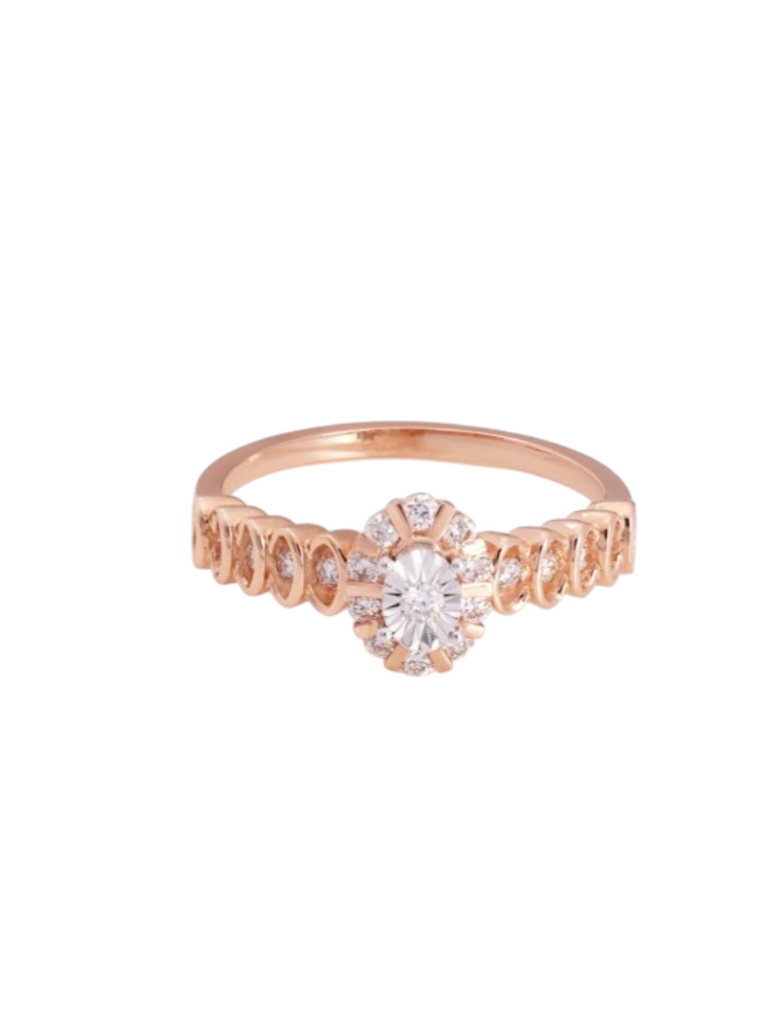 Sterling Rose Gold Plated CZ Stone Light Weight Silver Ring For Women By Kesardeep